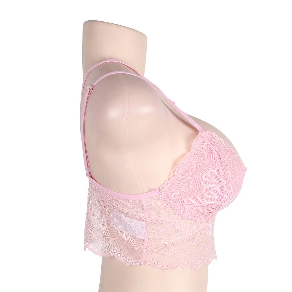 Pink Seductive Strappy Lace Bralette Top - Boldiva