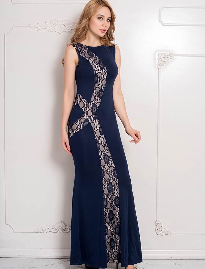 Lace Panel Maxi Dress