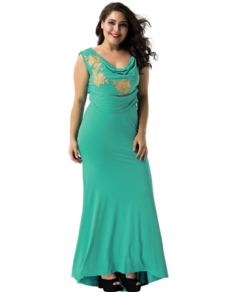 Green Elegant Embroidery Party Gown