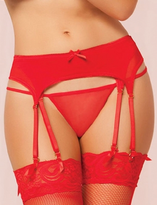 Plus Size Red Garter Underwear Set