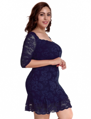 Plus Size Half Sleeve Blue Wholesale Fashion Dress