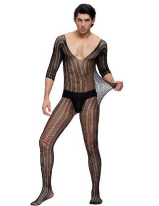 Black Lace Bodystocking For Men