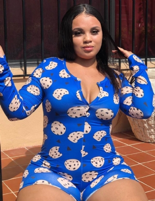 Elements print Sexy European And American Plus Size Homewear One-piece Pajamas