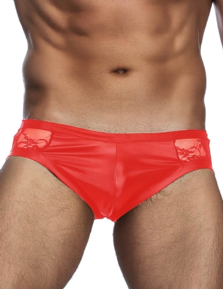 Sexy Red Leather Lace Boxers For Man