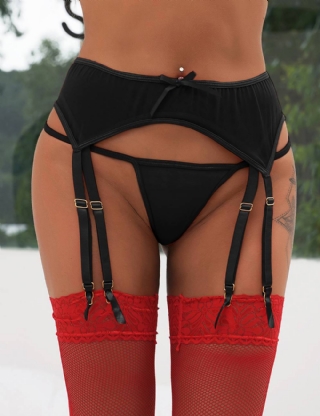 Black Sexy Lace Garter Belt Panty