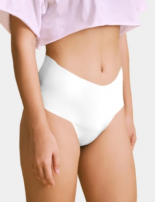 White Sexy Ice Silk High Waist Seamless Panty