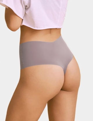 Purple Sexy Ice Silk High Waist Seamless Panty