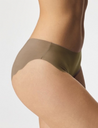 Brown Sexy Ice Silk Wavy Edge Seamless Panty