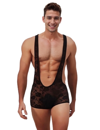 Black Men Sexy Lace Bodysuit