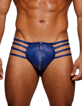 Mens Synthetic Leather Sexy Zipper Panties