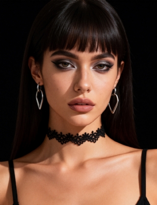 Black Sexy Lace Floral Necklace