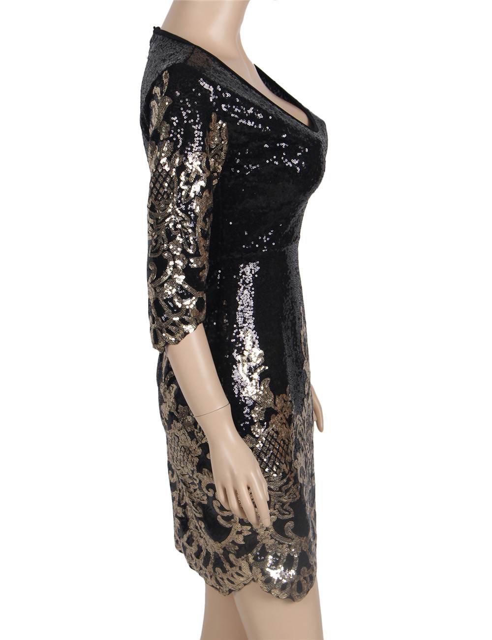 Wholesale Online Sequins Gold Sexy Bodycon