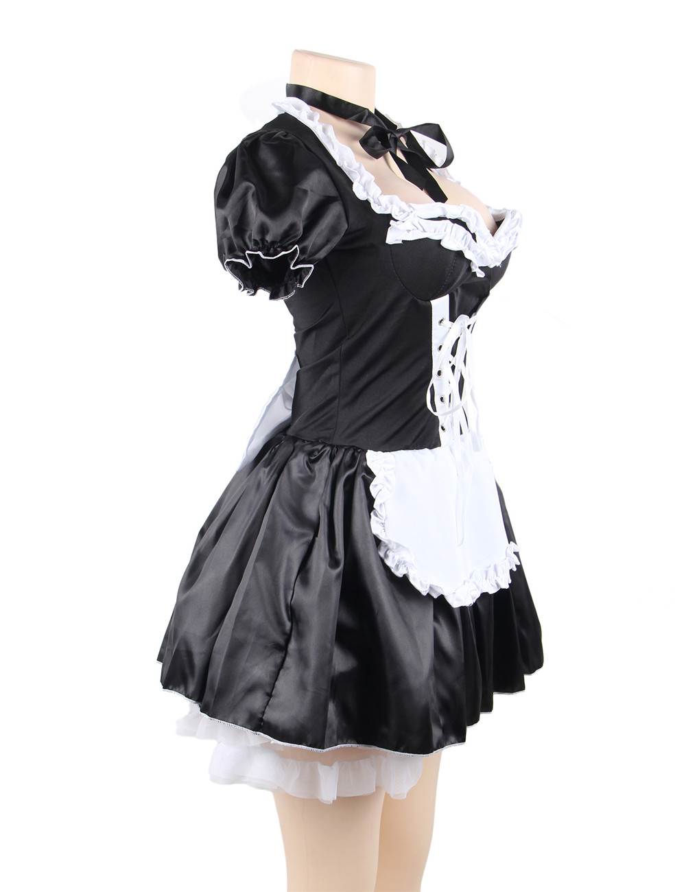 Halloween Satin French Maid Adult Uniform Fancy Dress Costume Ohyeah
