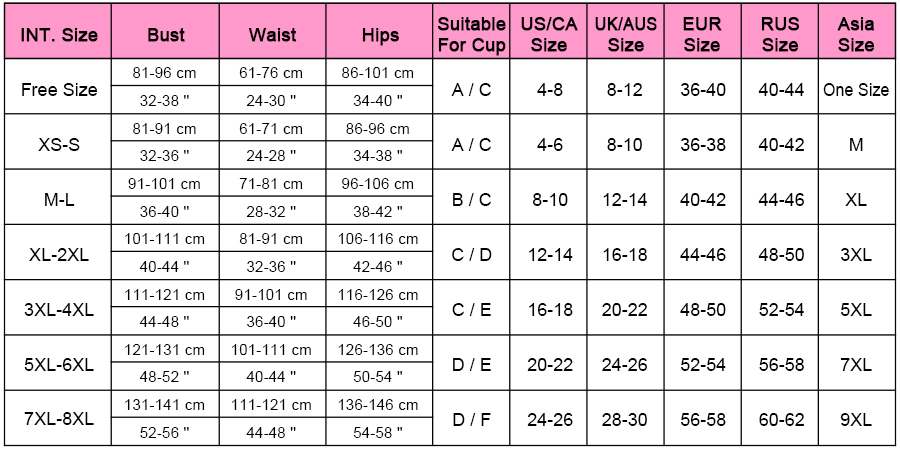 panty size chart